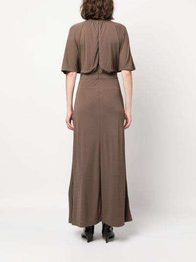 Shop Totême Flutter-sleeve Maxi Dress In Grün