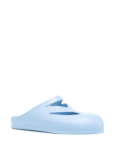 Shop Bally Logo-embossed Cut-out Slippers In Blau