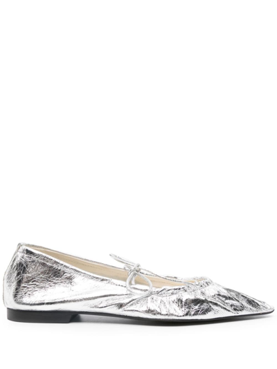 Bimba Y Lola Leather Pointed-toe Ballerina Shoes In Silber