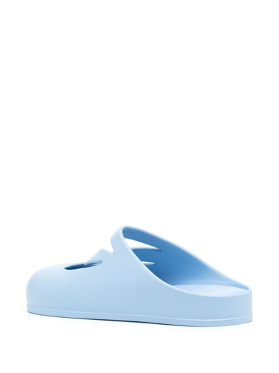 Shop Bally Logo-embossed Cut-out Slippers In Blau