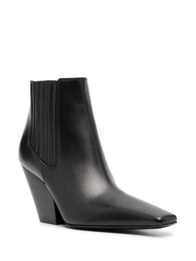 Casadei Ankle Boots In Black Leather In Schwarz