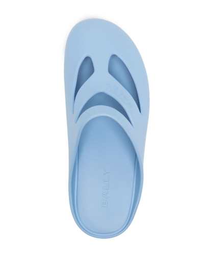 Shop Bally Logo-embossed Cut-out Slippers In Blau