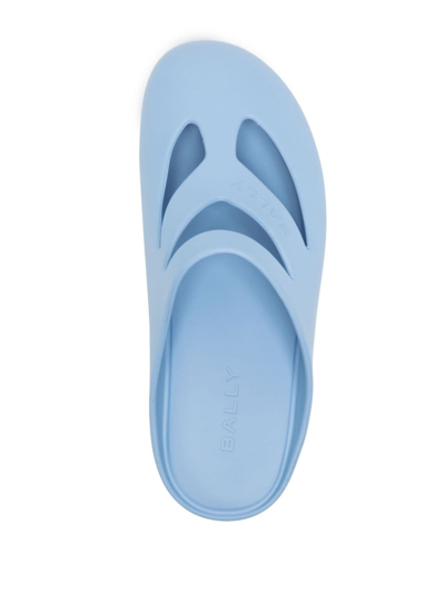 Bally Logo-embossed Cut-out Slippers In Blau