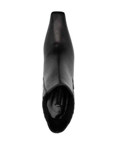 Casadei Ankle Boots In Black Leather In Schwarz