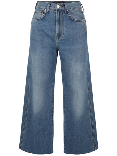 Shop Veronica Beard High-waisted Cropped Jeans In Blau