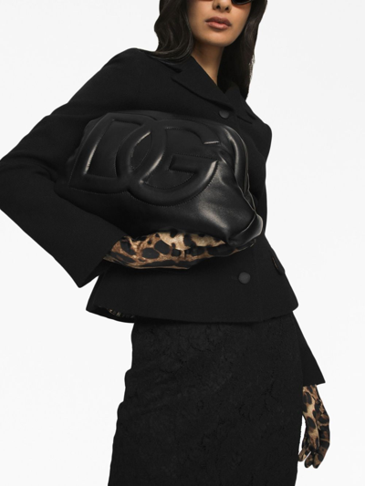 Shop Dolce & Gabbana Logo-embossed Leather Clutch In Schwarz