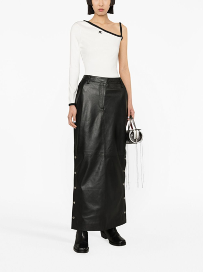 Courrèges Logo-embroidered One-shoulder Top In Weiss