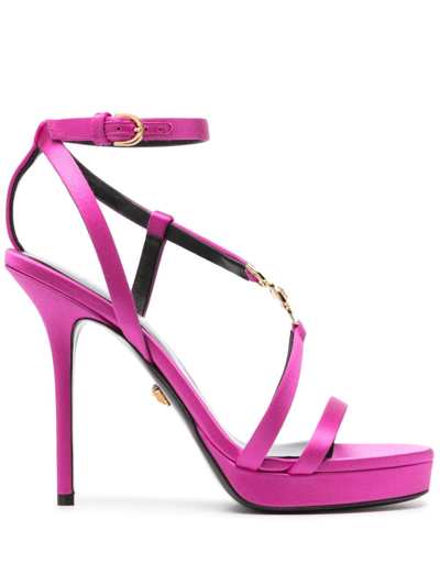 Versace 110mm Stiletto Heel Platform Sandals In Rosa