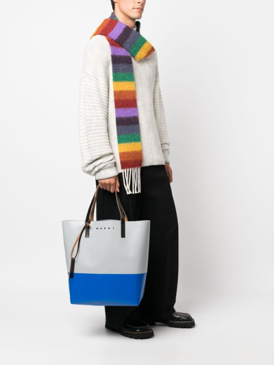 Shop Marni Tribeca Two-tone Tote Bag In Grau