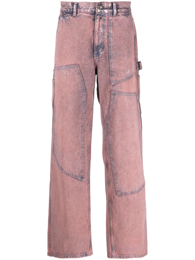 Shop Andersson Bell Patchwork Mid-rise Wide-leg Jeans In Rosa