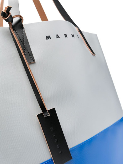 Shop Marni Tribeca Two-tone Tote Bag In Grau