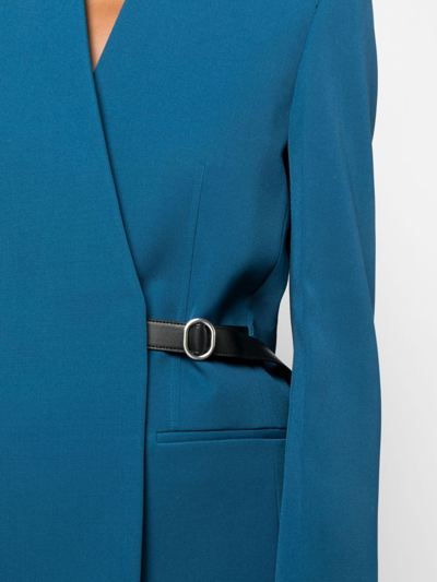 Shop Jil Sander Single-breasted Collarless Tailored Blazer In Blau