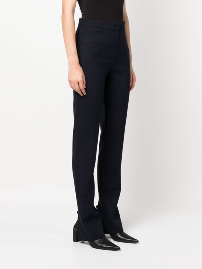 Totême Black Flared Tailored Pants In Viscose Blend Woman In Blau