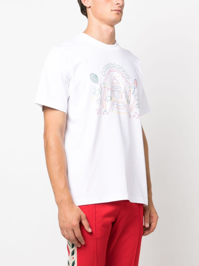 Shop Casablanca Rainbow Crayon Organic-cotton T-shirt In Weiss