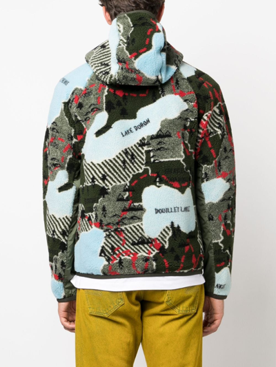 Moncler Graphic-print Zip-up Hooded Jacket In Grün