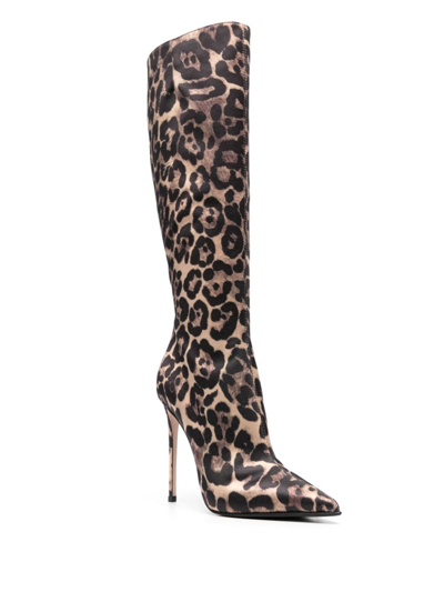 Shop Le Silla Eva 120mm Leopard-print Boots In Braun