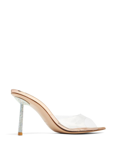 Shop Le Silla Bella 120mm Crystal-embellished Mules In Nude