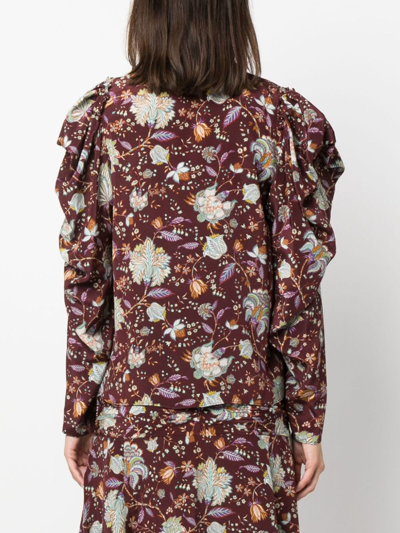 Shop Ulla Johnson Floral-pattern Silk Blouse In Rot