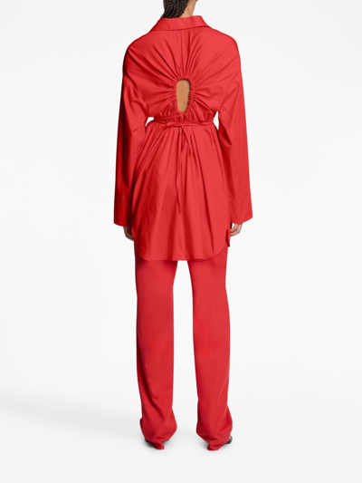 Shop Proenza Schouler White Label Cut-out Button-down Shirt Dress In Rot