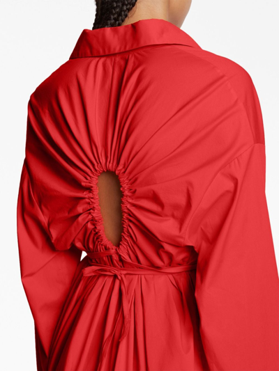 Shop Proenza Schouler White Label Cut-out Button-down Shirt Dress In Rot