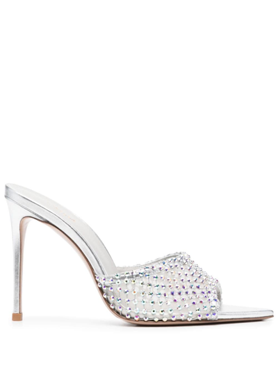 Le Silla Gilda 115mm Crystal-embellished Mules In Silber
