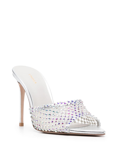 Le Silla Gilda 115mm Crystal-embellished Mules In Silber