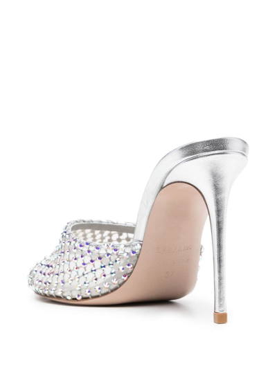 Le Silla Gilda 115mm Crystal-embellished Mules In Silber