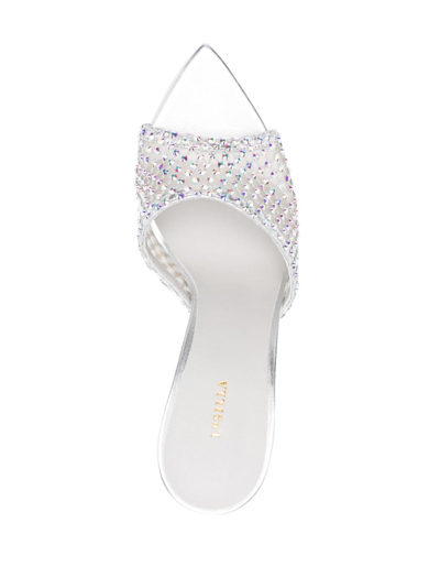 Le Silla Gilda 115mm Crystal-embellished Mules In Silber
