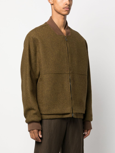 Shop Costumein Baseball-collar Virgin Wool Bomber-jacket In Grün