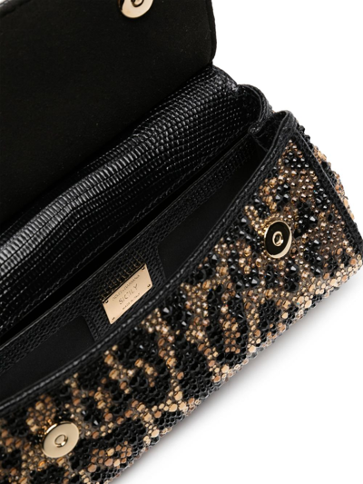 Shop Dolce & Gabbana Medium Sicily Embellished Leather Bag In Black
