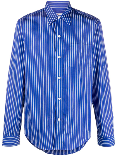 Shop Fursac Stripe-print Cotton Shirt In Blau