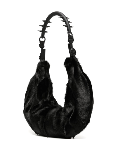 Shop Innerraum Half Moon Faux-fur Shoulder Bag In Schwarz