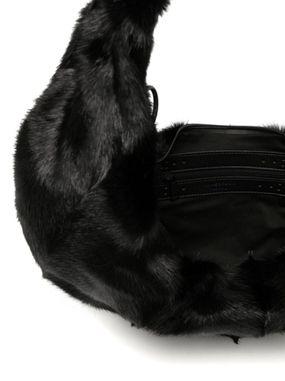 Shop Innerraum Half Moon Faux-fur Shoulder Bag In Schwarz