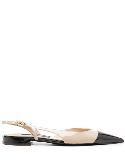 Shop Dolce & Gabbana Patent-finish Leather Sandals In Nude