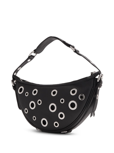 By Far Leather Shoulder Bag With Studs And Grommet Detailing In Black
