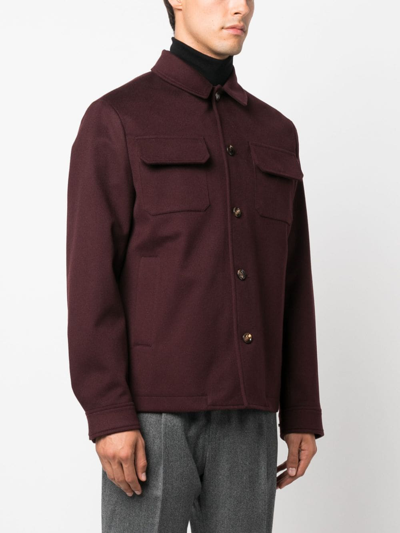 Shop Kired Button-up Wool Shirt Jacket In Rot