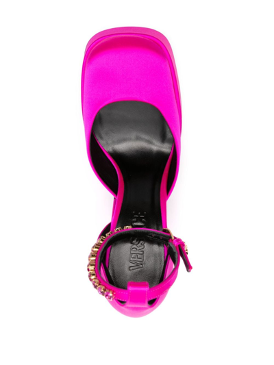 Shop Versace Medusa Aevitas 125mm Satin-finish Pumps In Rosa