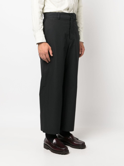 Shop Nanushka Wide-leg Cotton Trousers In Black