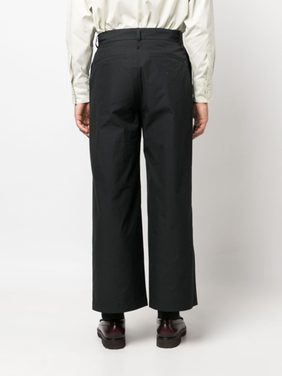 Shop Nanushka Wide-leg Cotton Trousers In Black