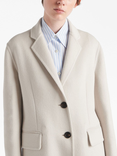 Prada Wool Single-breasted Coat In Weiss