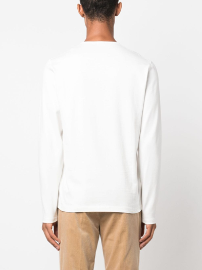 Shop Fursac Button-up Cotton Sweatshirt In Weiss