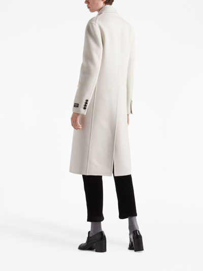 Prada Wool Single-breasted Coat In Weiss