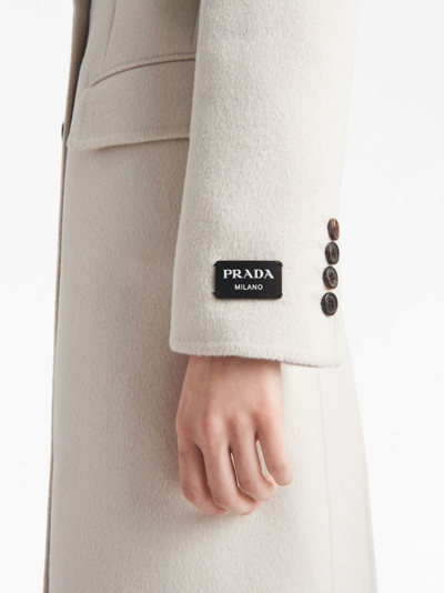 Prada Wool Single-breasted Coat In Weiss