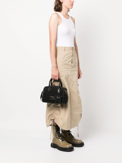 Shop Versace Jeans Couture Logo-plaque Leather Shoulder Bag In Schwarz