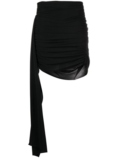 Shop Helmut Lang Ruched Draped Mini Skirt In Schwarz