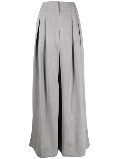 Shop Twp Pleated Palazzo Trousers In Grau