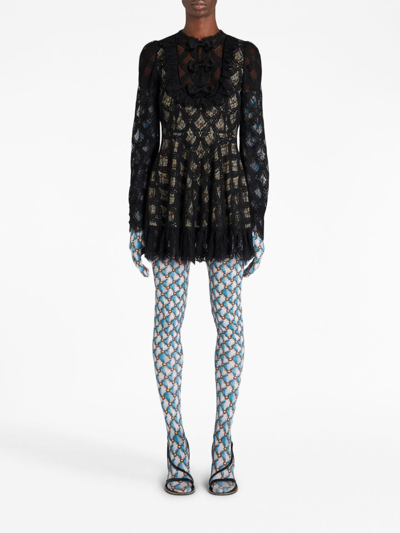 Shop Etro Lace-detailing Ruffle-detailing Dress In Schwarz