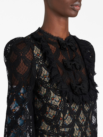Shop Etro Lace-detailing Ruffle-detailing Dress In Schwarz