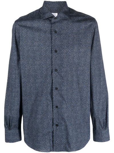 Shop Mazzarelli Textured-finish Cotton Shirt In Blau