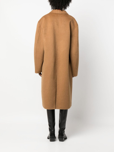 Shop Acne Studios Double-breasted Wool Blend Coat In Braun